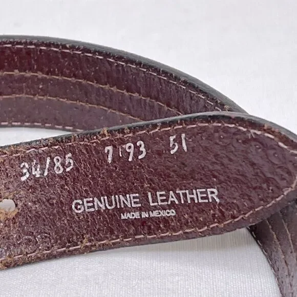 Vintage Aztec design handmade leather belt, men’s size 32-33 waist - Picture 4 of 6